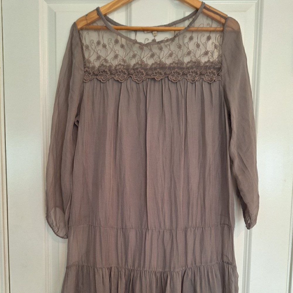 Prontomoda Giusy Silk Tunic Dress Sz L‎
